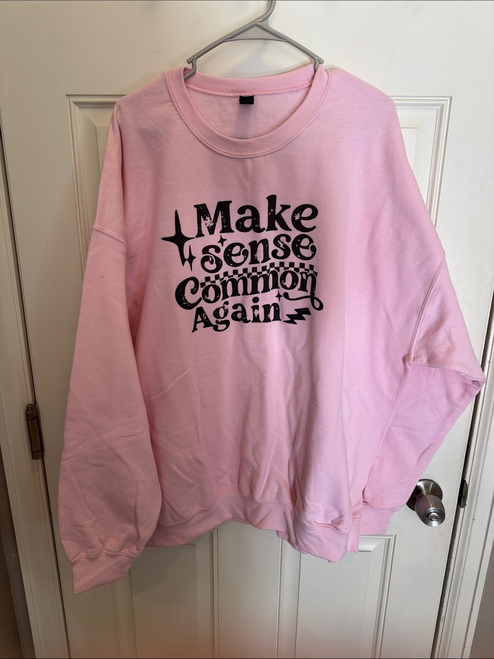 Gildan Pink Crewneck Sweatshirt with Black Graphic